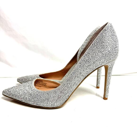 I.N.C Silver D’orsay Rhinestone Pointed Toe Pumps Heels Shoes Size 9 - Picture 4 of 9